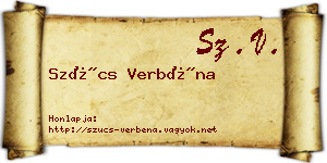 Szűcs Verbéna névjegykártya